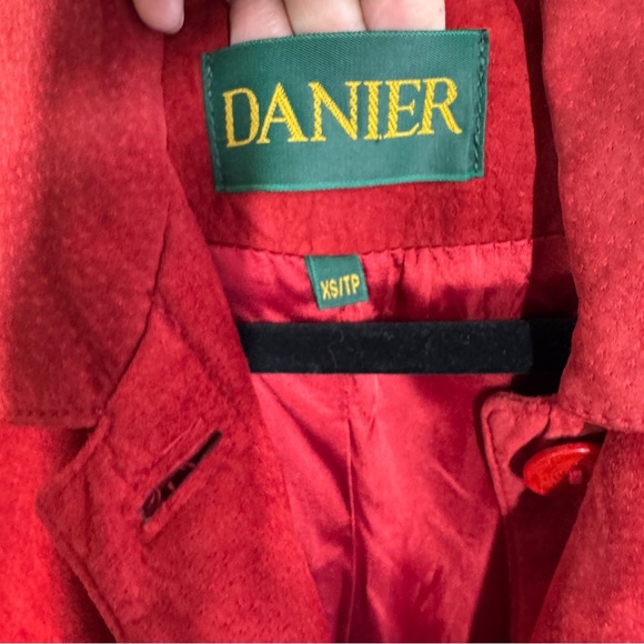 Vintage Danier Red Suede Leather Fall Academia Blazer Jacket Made in Canada XS - Picture 7 of 15